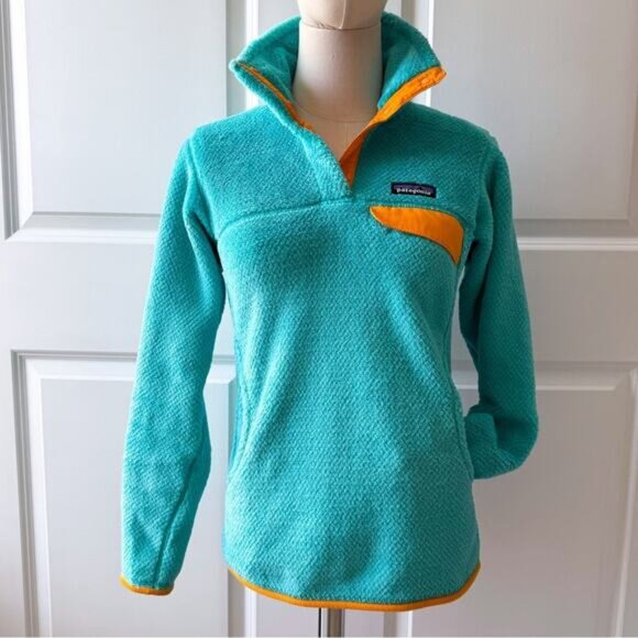 Patagonia Re-Tool Snap-T Turquoise Orange Pullover Sweater Women’s Size XS - Picture 2 of 12